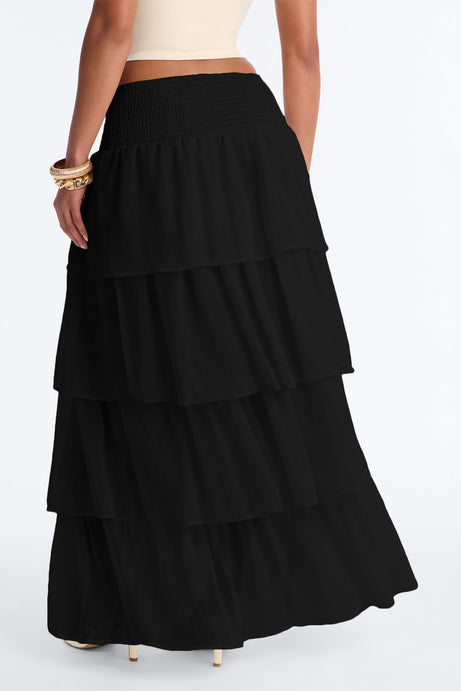 Bohemian Goddess Chiffon Tiered Ruffle Maxi 40"