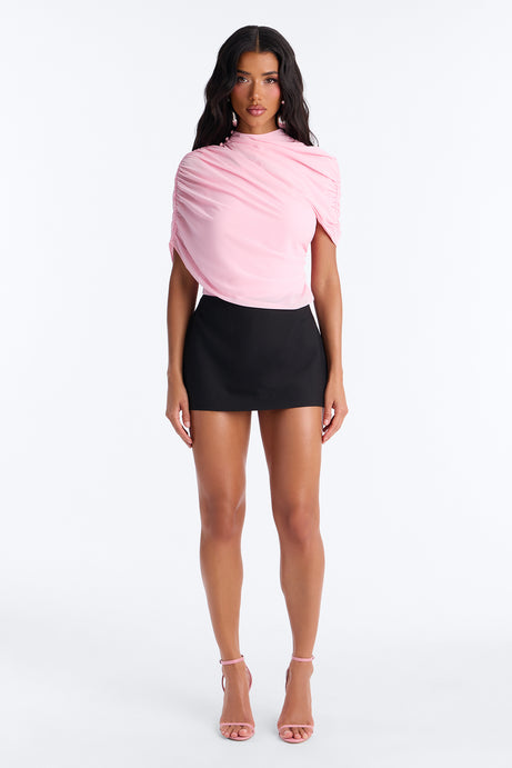 Everyday Confidence Draped Chiffon Bodysuit - Pink