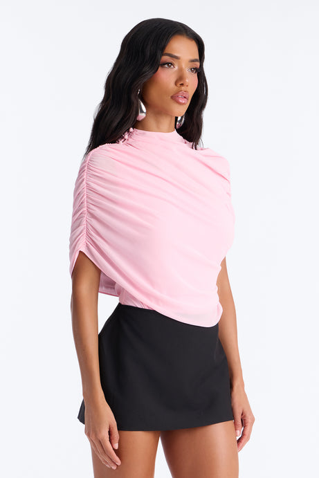 Everyday Confidence Draped Chiffon Bodysuit - Pink