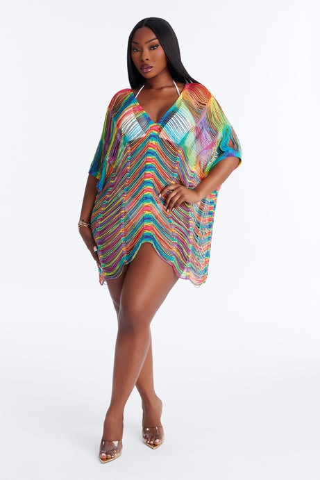 Elizabeth Crochet Cover Up Dress - Multi Color