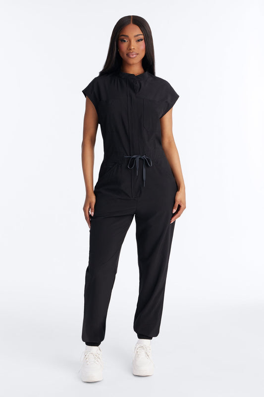 Ready Next Shift Stretch Scrub Jumpsuit - Black