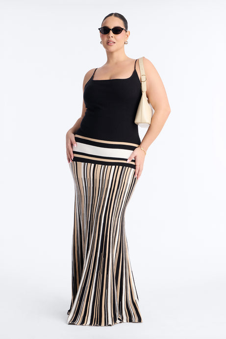 Kara Striped Sweater Maxi Dress - Black/combo