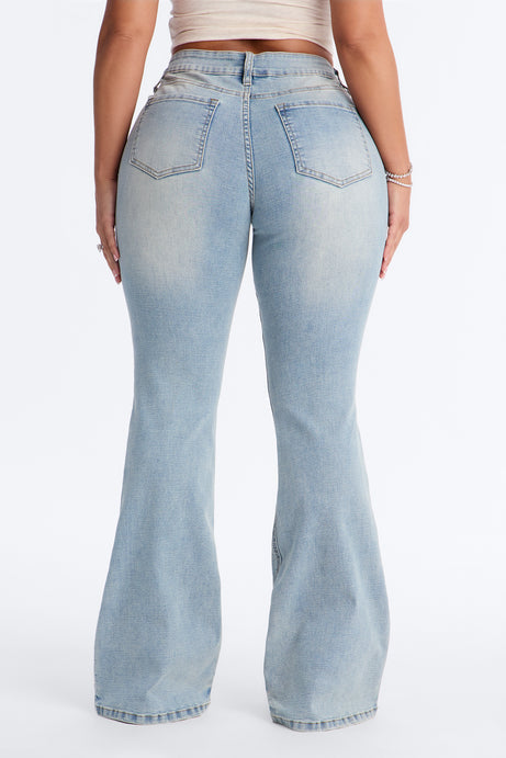 Broke The Code Compression Stretch Bootcut Jeans - Vintage Wash