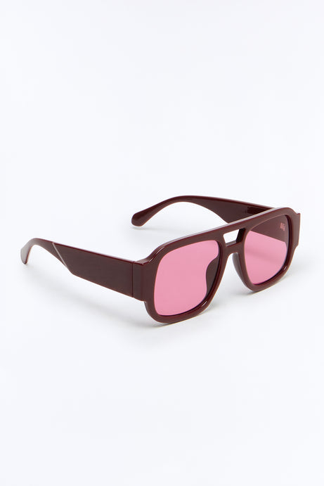 Jet Set Aviator Sunglasses - Burgundy