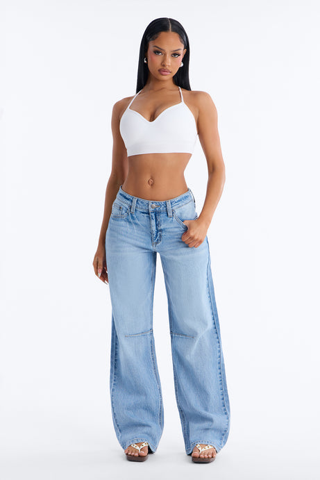 Solita Low Rise Slim Barrel Leg Jeans - Light Wash