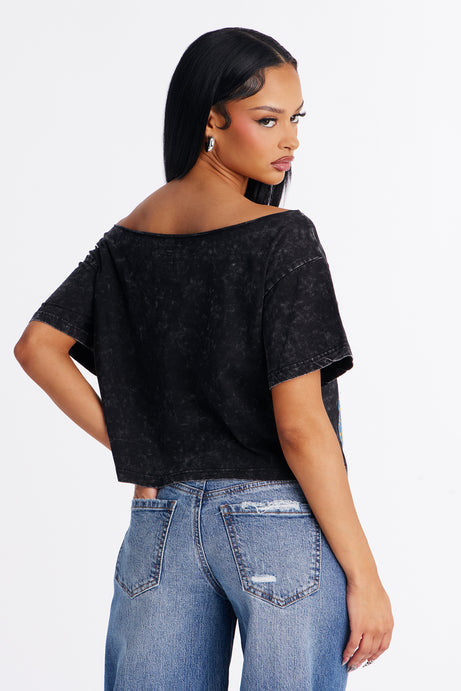 Pink Floyd Washed Off Shoulder Tee - Black Wash
