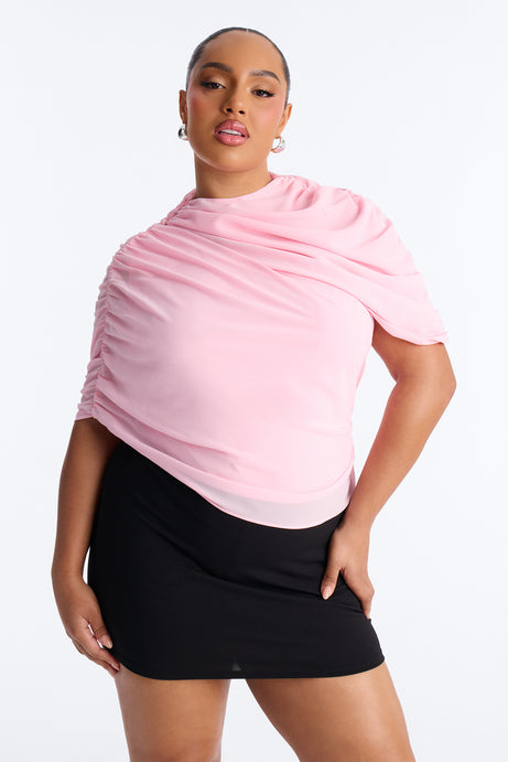 Everyday Confidence Draped Chiffon Bodysuit - Pink