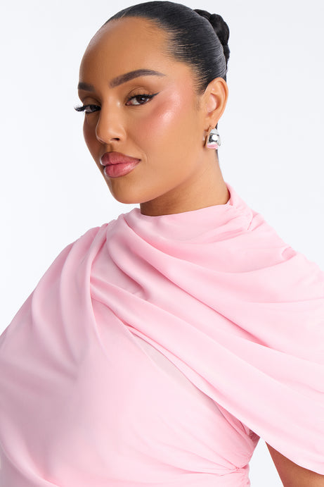 Everyday Confidence Draped Chiffon Bodysuit - Pink