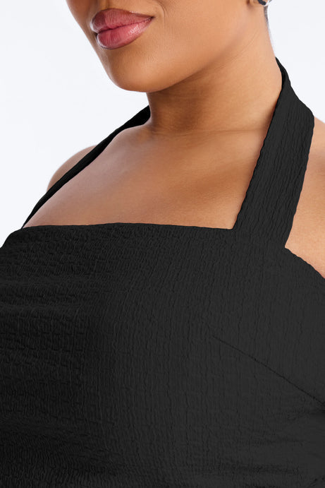 Delilah Textured Halter Capri Pant Set - Black