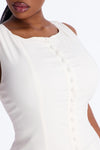 Everly Drop Waist Button Up Maxi Dress - White