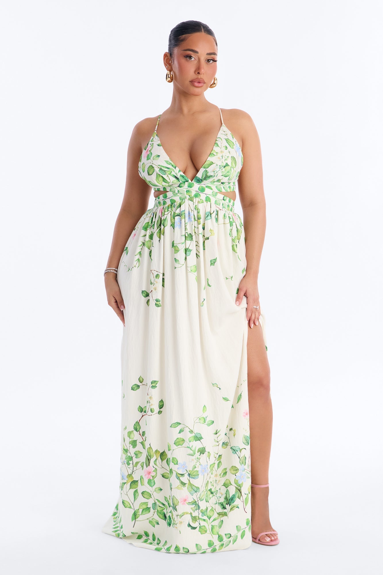 Dainty Love Linen Maxi Dress - Ivory/combo