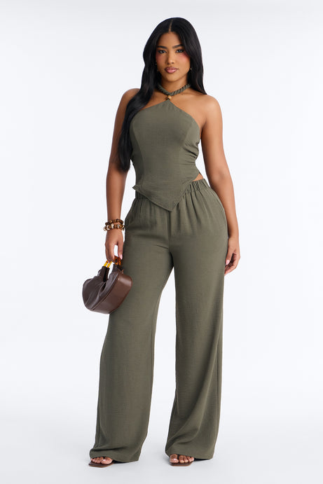 Mariana Halter Pant Set - Olive
