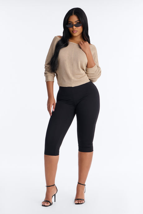 Island Girl Backless Sweater Top - Taupe