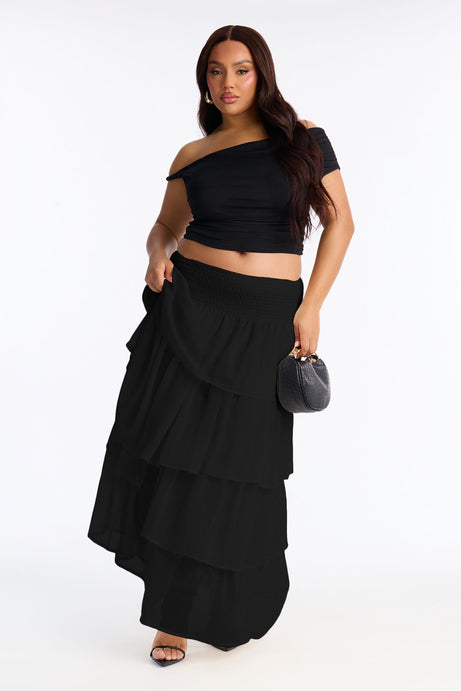 Bohemian Goddess Chiffon Tiered Ruffle Maxi 40"