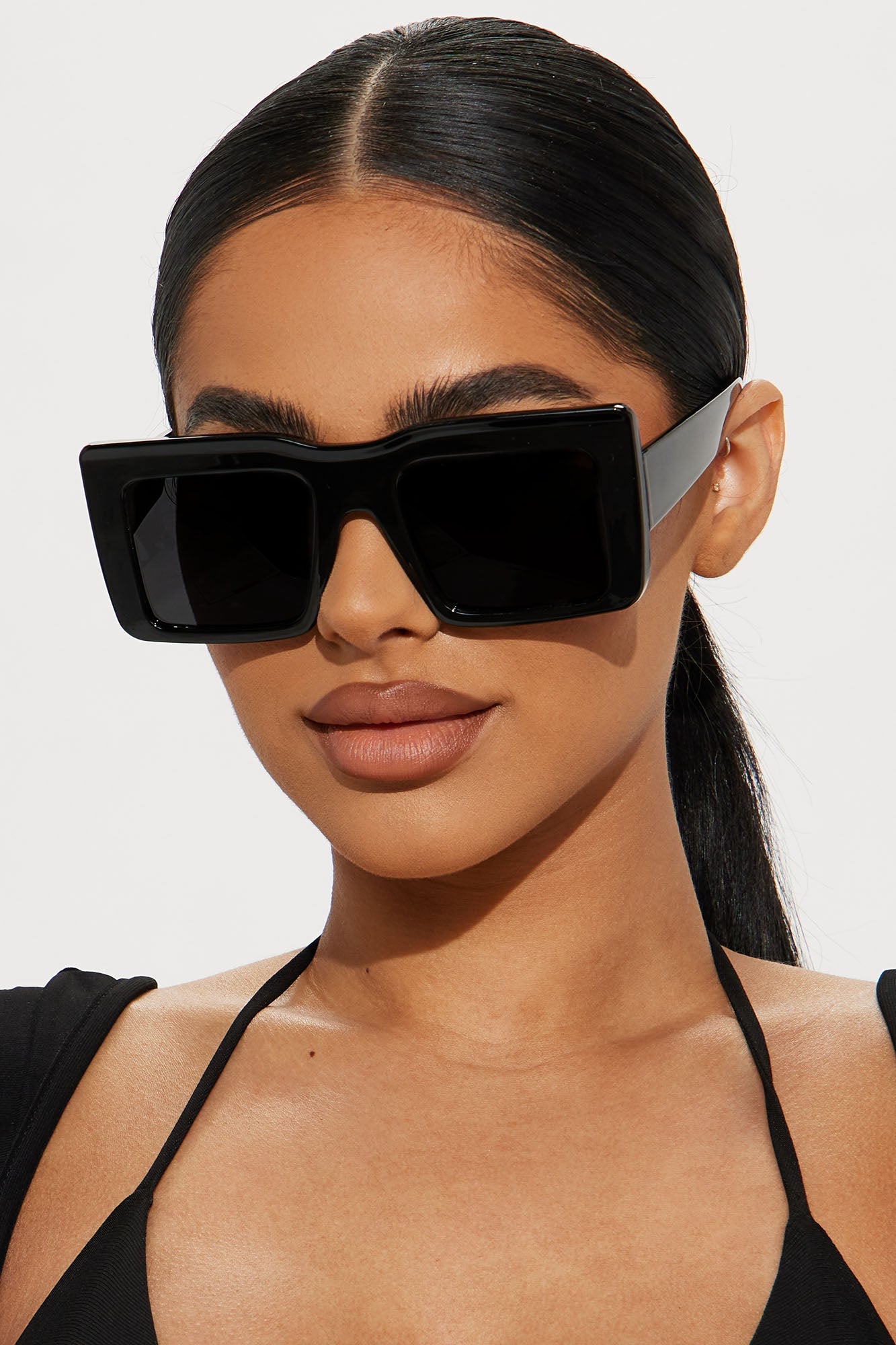 Chunky Flat Top Sunglasses - Black
