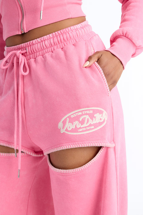 Von Dutch Washed Faded Love Pants - Pink