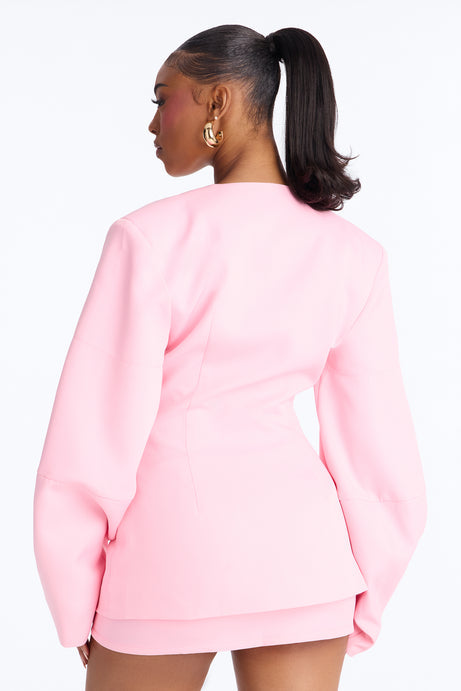 Sweet & Smart Barrel Sleeve Blazer - Pink