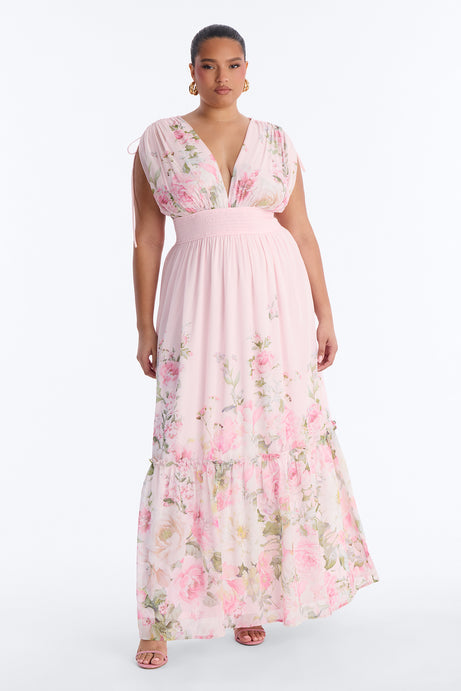 Peachy Keen Chiffon Maxi Dress - Pink/combo