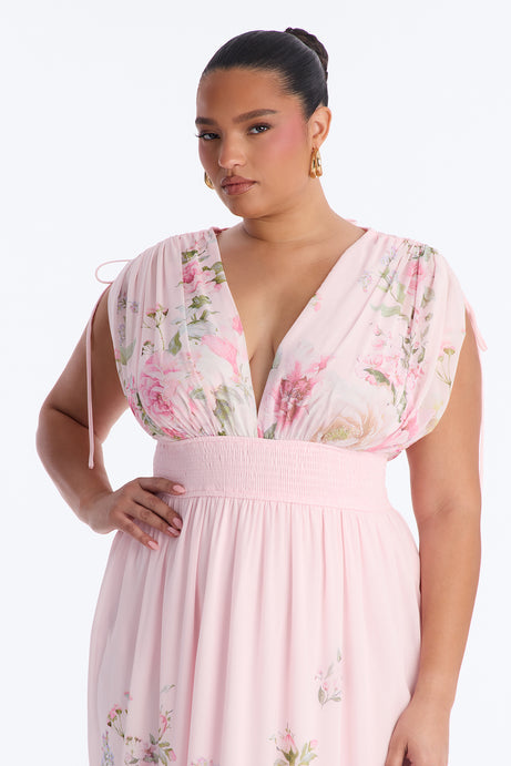 Peachy Keen Chiffon Maxi Dress - Pink/combo