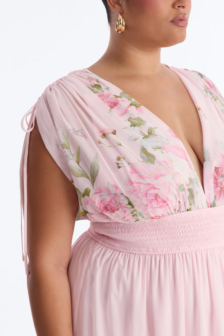 Peachy Keen Chiffon Maxi Dress - Pink/combo