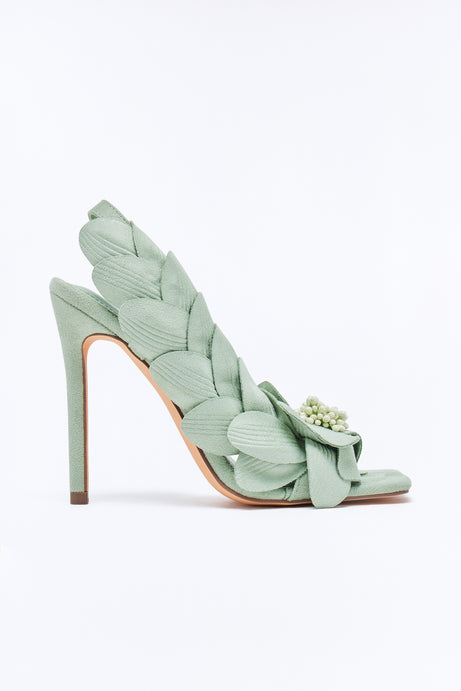Elopement Flower Slingback Heels - Green