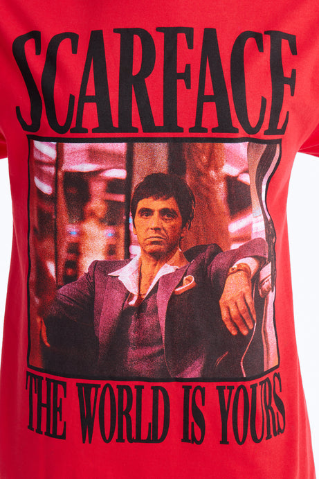 Scarface Multi Photo Oversized Tee - Red