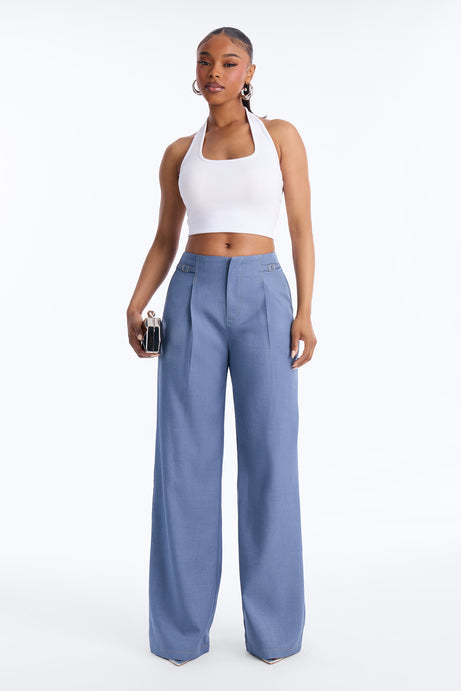 Angela High Rise Trouser Pant 33" - Blue