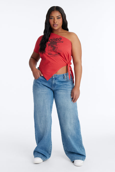 Rodeo Show One Shoulder Tee - Red