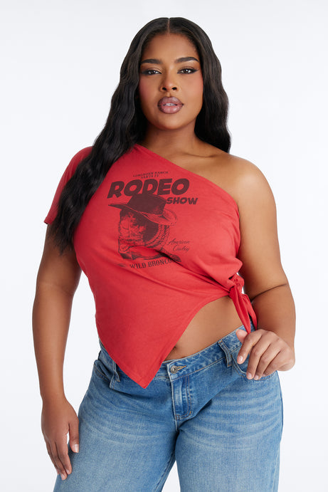 Rodeo Show One Shoulder Tee - Red