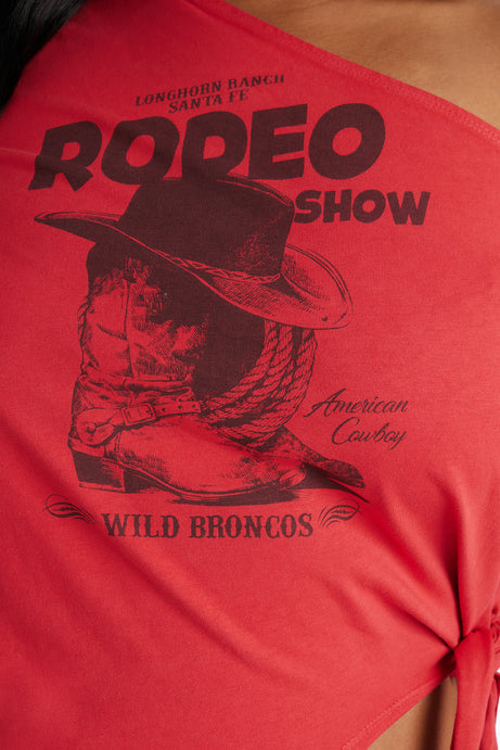 Rodeo Show One Shoulder Tee - Red