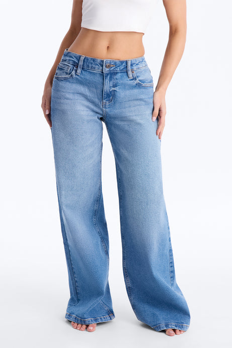 Southie Stretch Wide Leg Jeans - Medium Wash