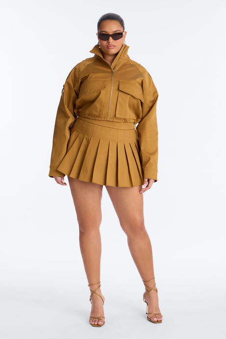 Blakely Twill Cropped Utility Jacket - Khaki