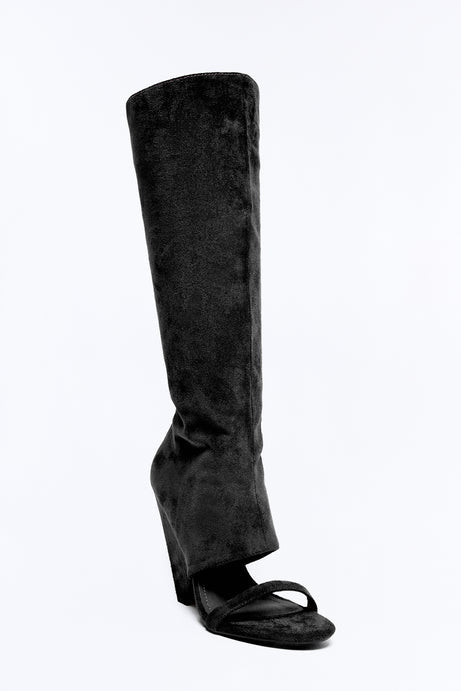 Mavey Suede Overlay Heels - Black