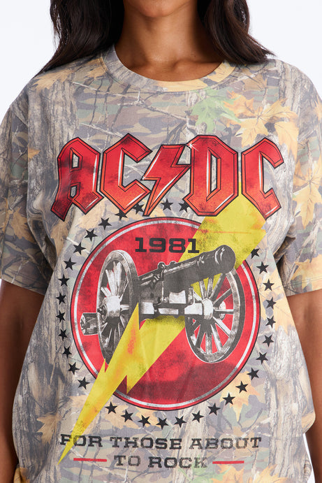 ACDC Camo Printed Oversized Tee - Camouflage