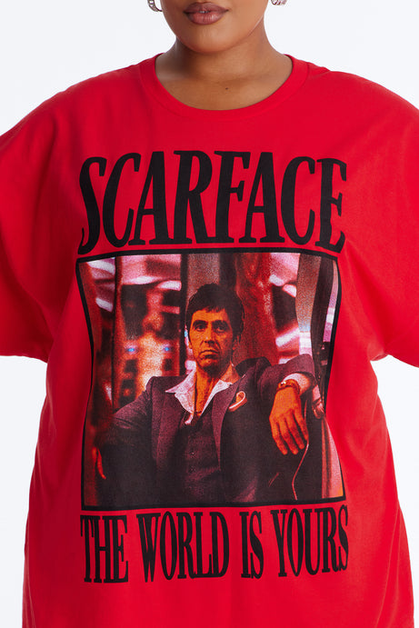 Scarface Multi Photo Oversized Tee - Red