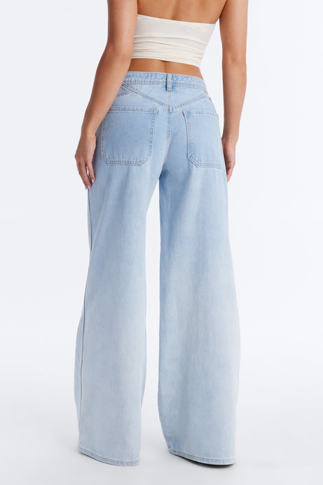 Sandbar Drapey Wide Leg Jeans - Light Wash