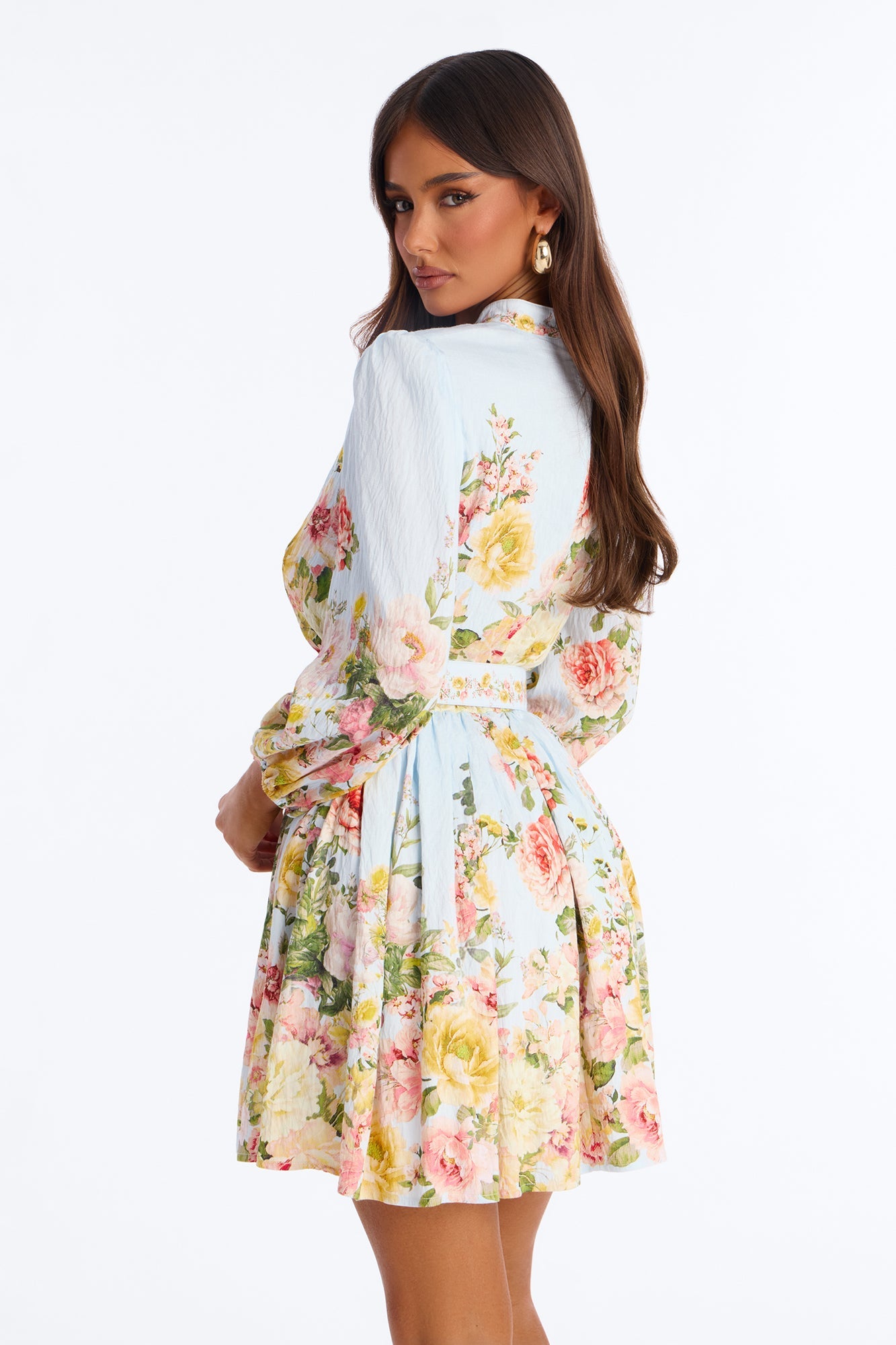 Blair Belted Rayon Mini Dress - Blue