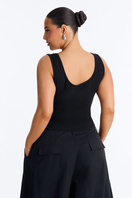 Lace Corset Graphic Tank - Black