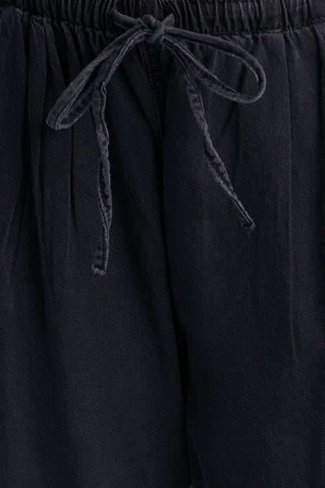 Baeside Tie Waist Wide Leg Jeans - Black