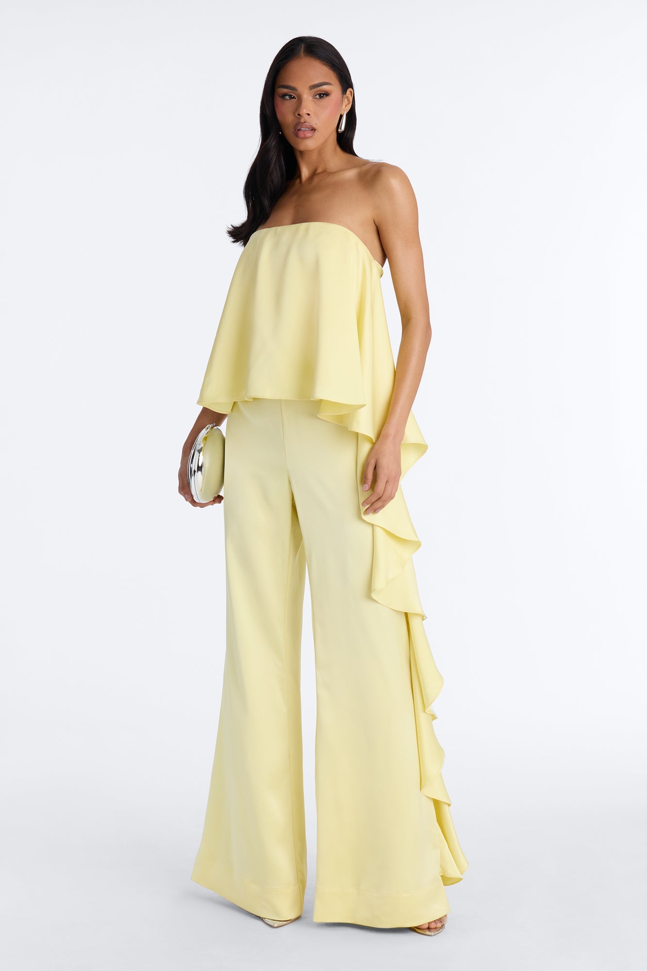 Sylva Draped Wide Leg Jumpsuit - Yellow