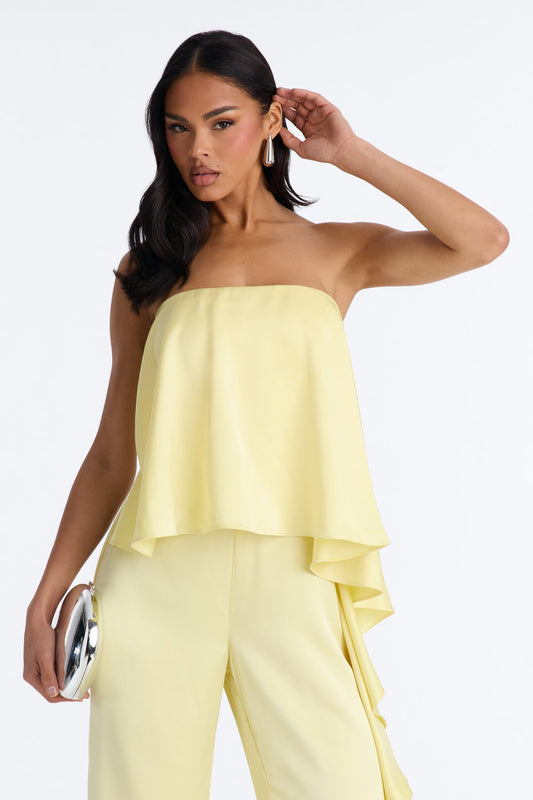 Sylva Draped Wide Leg Jumpsuit - Yellow