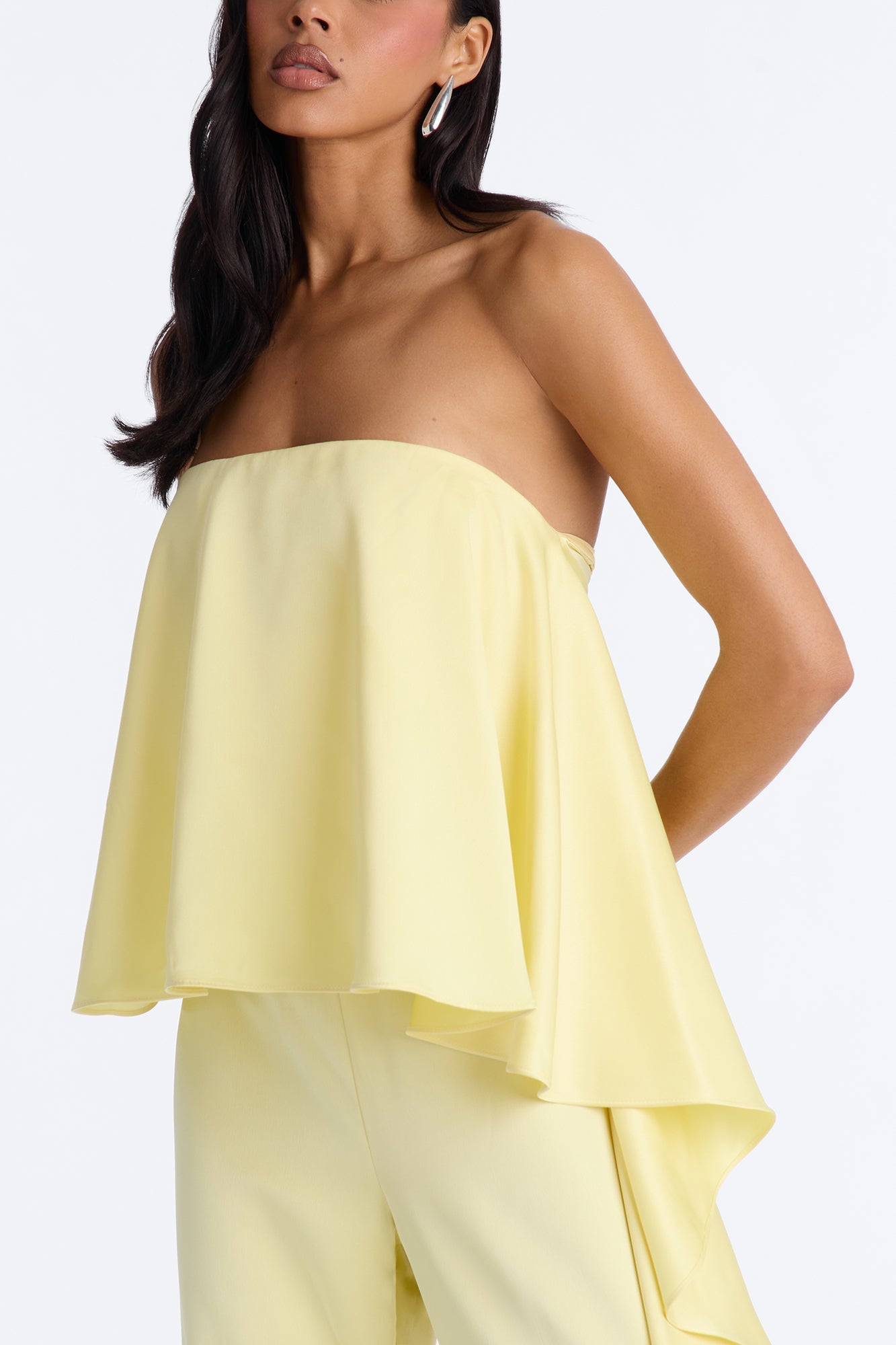 Sylva Draped Wide Leg Jumpsuit - Yellow