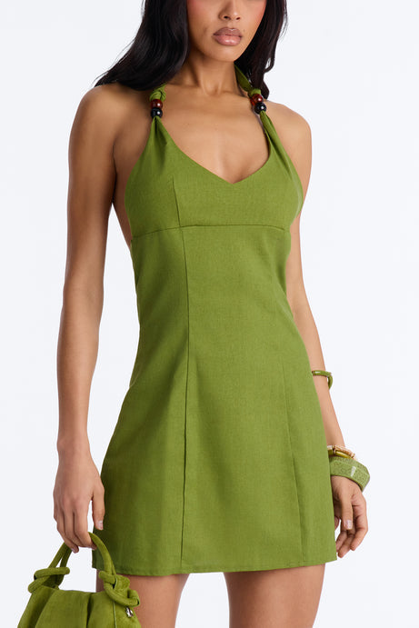 Marley Halter Mini Dress - Olive