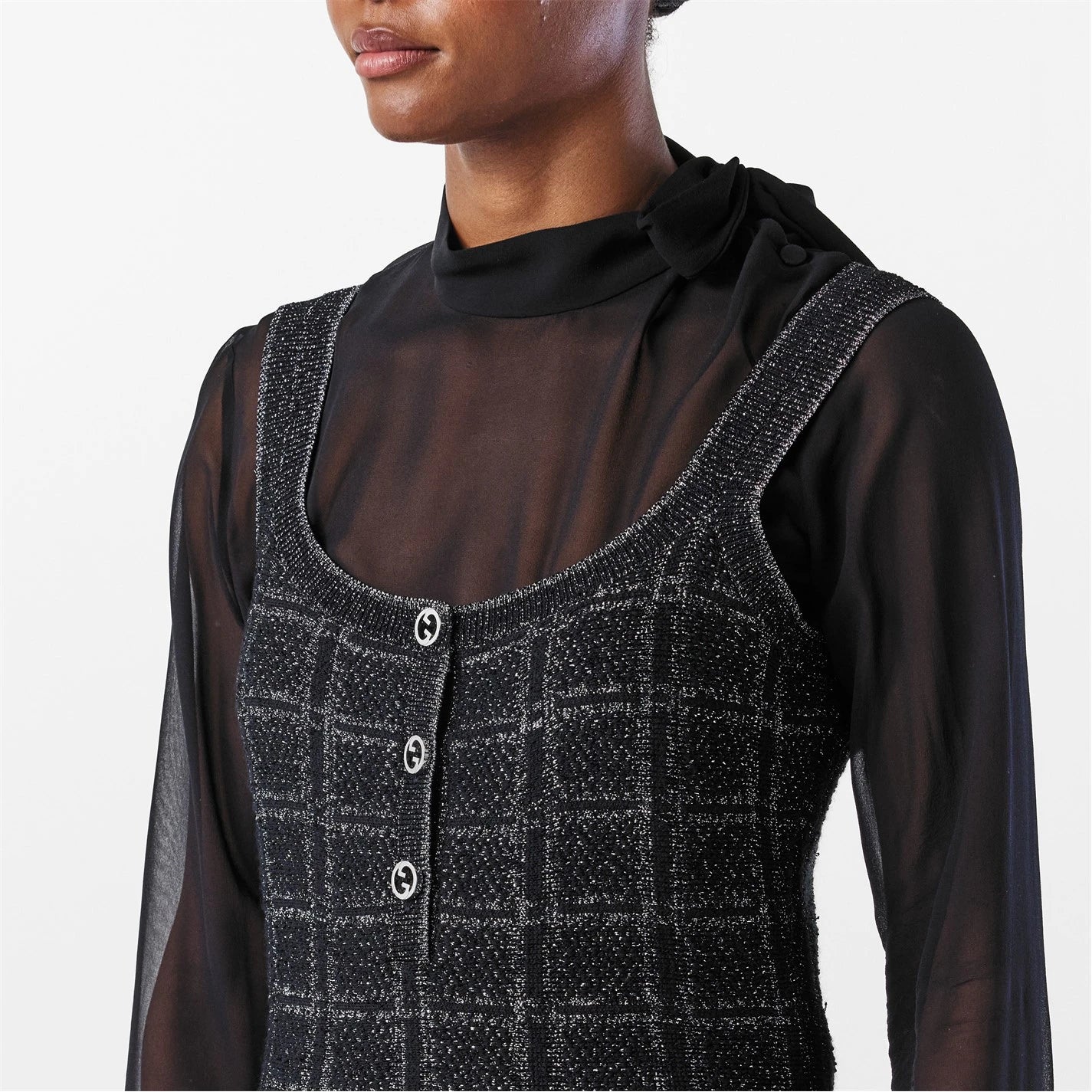 GUCCI Lamé Button Dress