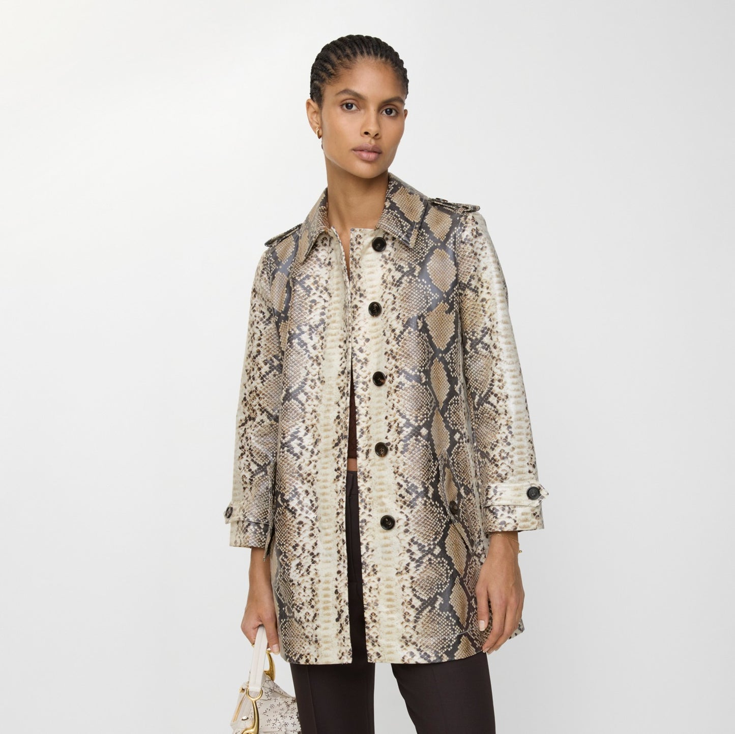 Short Python Print Coated Cotton Stonehaven Car Coat