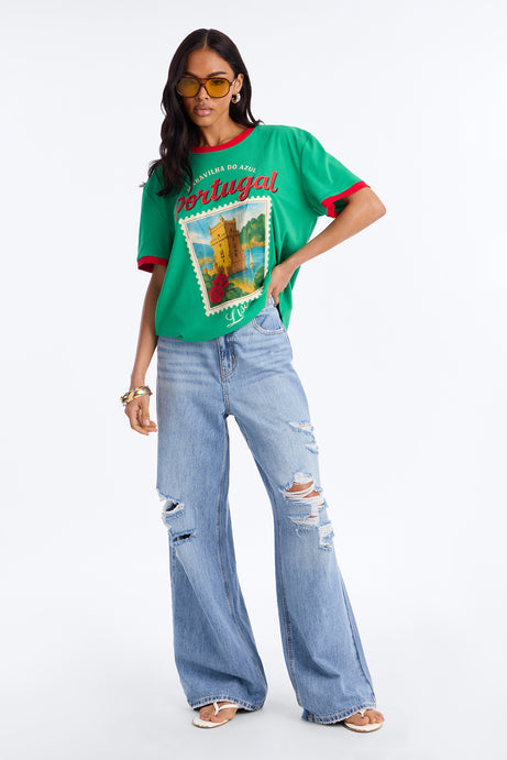 Portugal Oversized Ringer Tee - Green