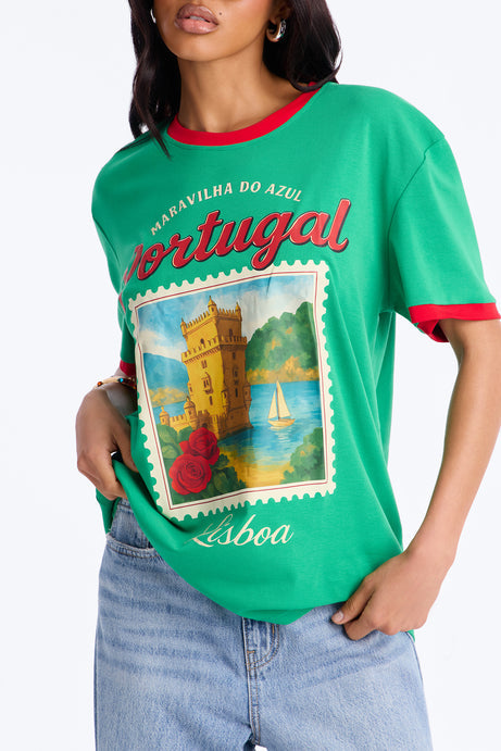 Portugal Oversized Ringer Tee - Green