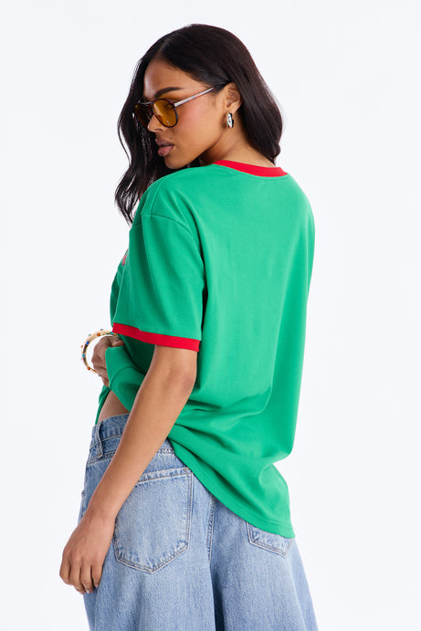 Portugal Oversized Ringer Tee - Green