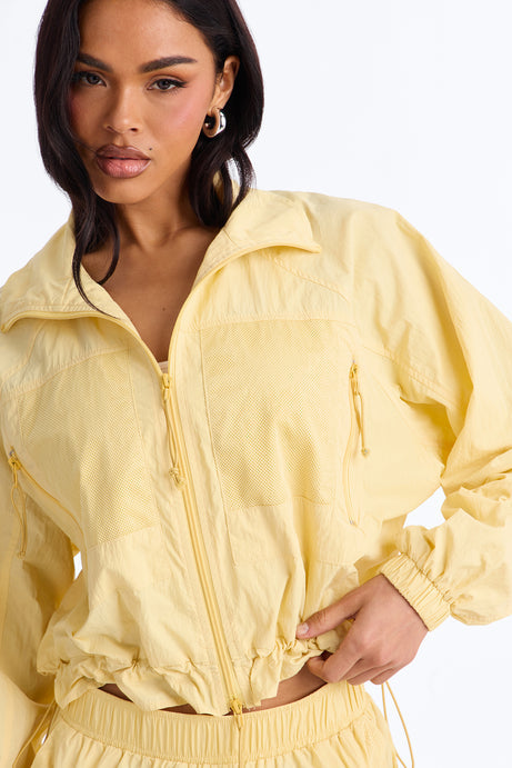 Stay Cool Cropped Windbreaker Jacket - Butter Yellow