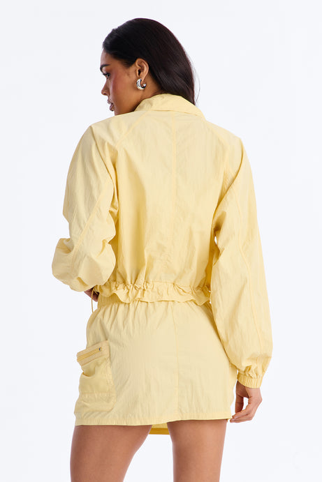 Stay Cool Cropped Windbreaker Jacket - Butter Yellow
